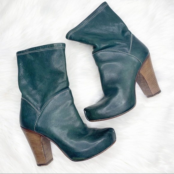 Fiorentini + Baker Green Leather Chunky Platform Ankle Booties Boots Size 36 - Picture 13 of 15